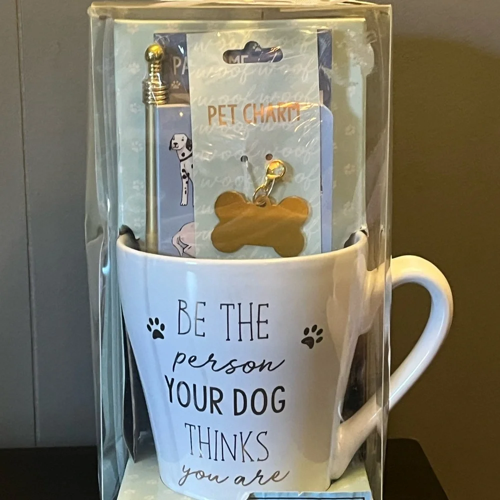 Dog Lover's White Mug with Gold Bone Charm